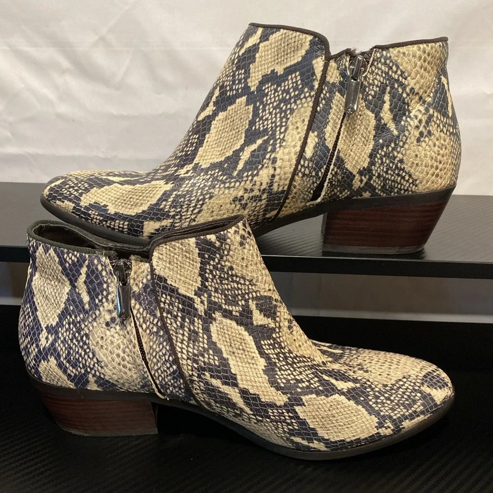 Sam Edelman Winona Snake‎ Print Leather Ankle Boots Booties Women's 10.5